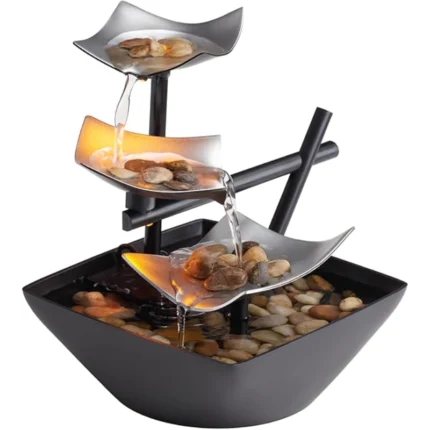 Homedics Tabletop Water Fountain, Home Décor Soothing Sound Machine - Automatic Pump, Deep Basin & Natural River Rocks. Indoor Zen Relaxation for Office, Living Room, or Bedroom, 8.25” Tall